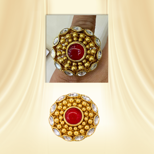Royal Kundan Beaded Cocktail Ring